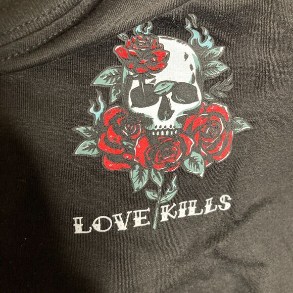 Love Kills T-shirt Mens Large Skull Roses rgstr couture - Picture 5 of 8